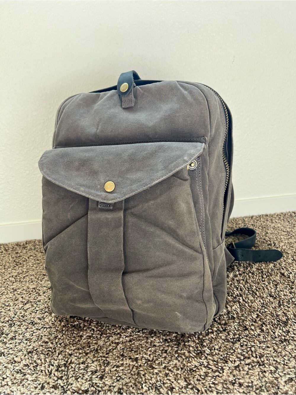 Gray Waxed Canvas Backpack - Casual Everyday Pack